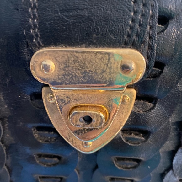 Vintage, Black, leather, woven, braided, satchel, hand bag - Picture 4 of 6